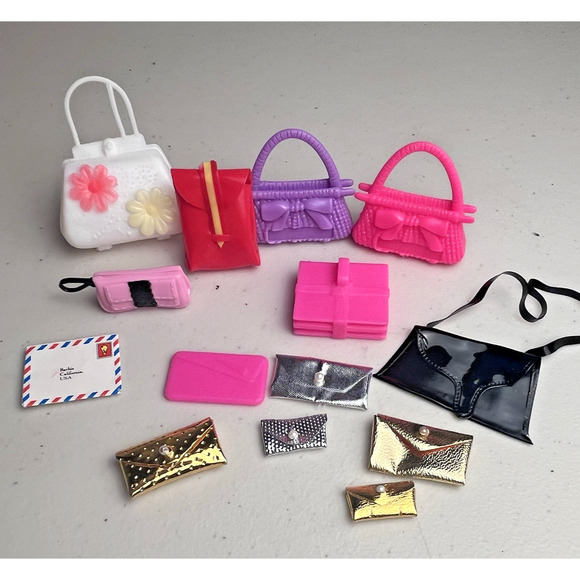 Barbie Accessory Purses Clutch Wallet Over Shoulder Bags Silver Gold Lot of 14 - Picture 1 of 7